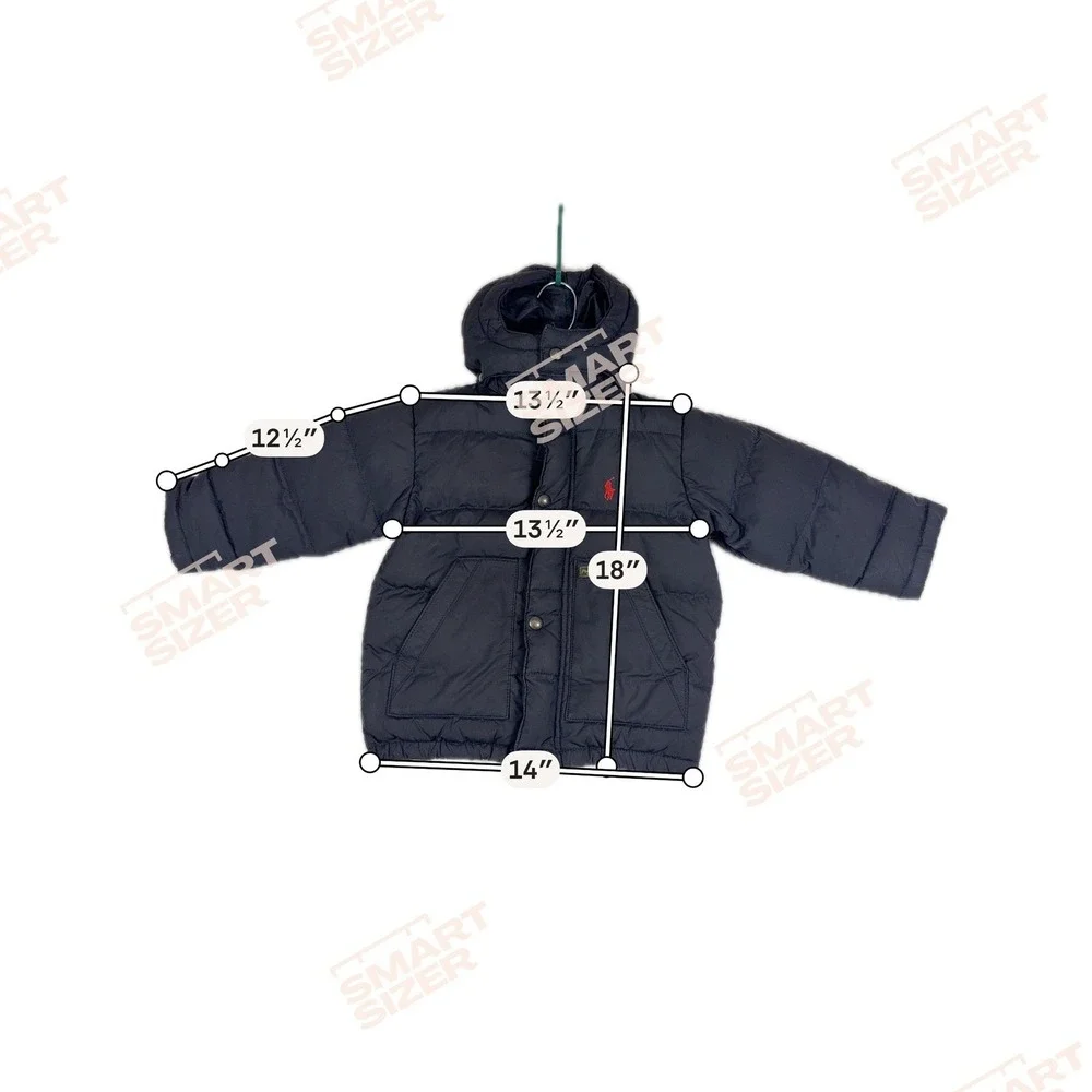 Polo Ralph Lauren Kids Black Quilted Down Puffer Jacket Detachable Hood 2T